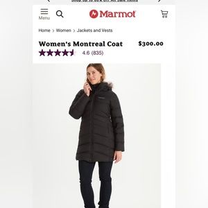Marmot Womens Montreal Puffer Coat Medium